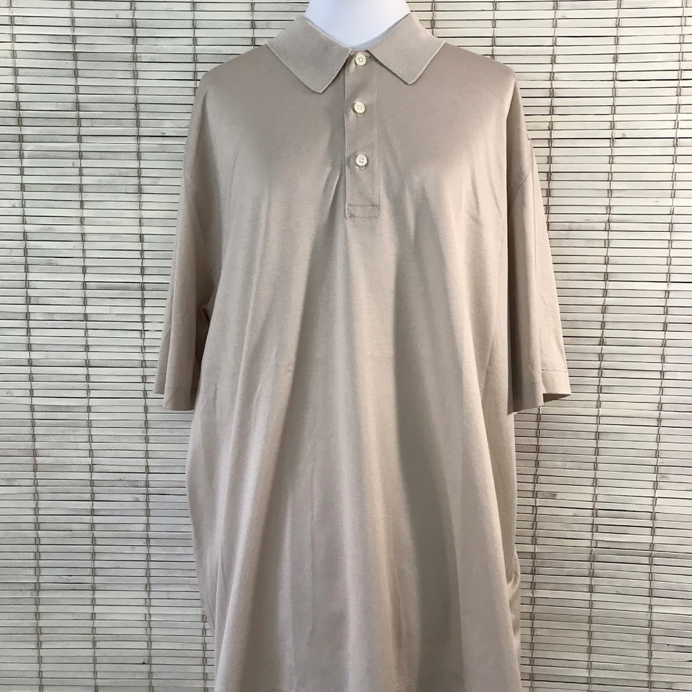 Brooks Brothers L Cotton Knit Club Polo Tan Golf Resort Casual Country Club